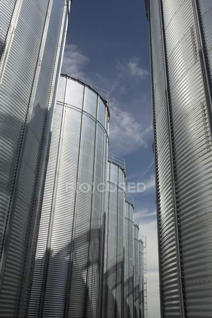 Grandes contenedores de almacenamiento de granos. Alberta, Canadá - foto de stock