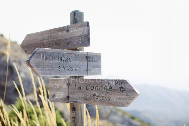 Wooden Destination And Distance Signs — Stock Photo