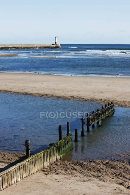 Coastal View with lighthouse — Stock Photo