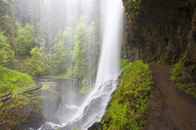 Trail Leading Behind North Middle Falls — Stock Photo