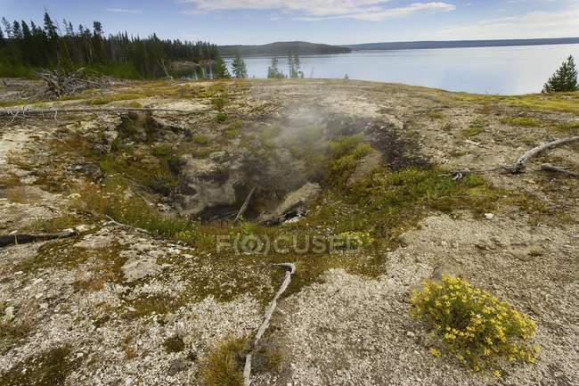 Fumarole près du bord du lac Yellowstone — Photo de stock