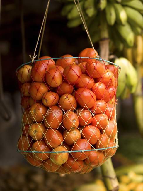 Pomodori ciliegia nel cestino — Foto stock