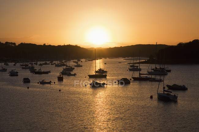 Porto con barche al tramonto a Crosshaven, Contea di Cork, Irlanda — Foto stock