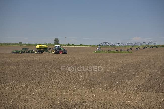 Seeder Planting In Field — Stock Photo