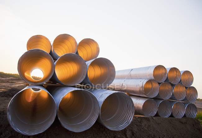 Stack Of Culvert Pipes — Stock Photo