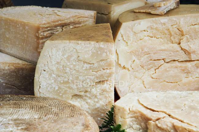 Gros plan des grandes meules de fromage français âgées — Photo de stock