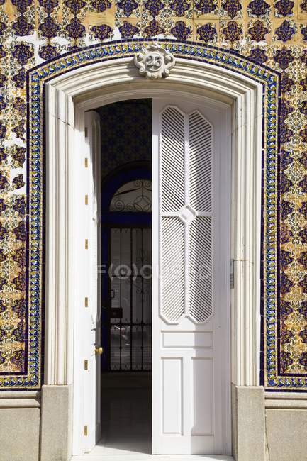 White Door In Colorful Wall — Stock Photo