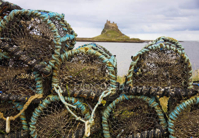 Lindisfarne castle in the distance — Stock Photo