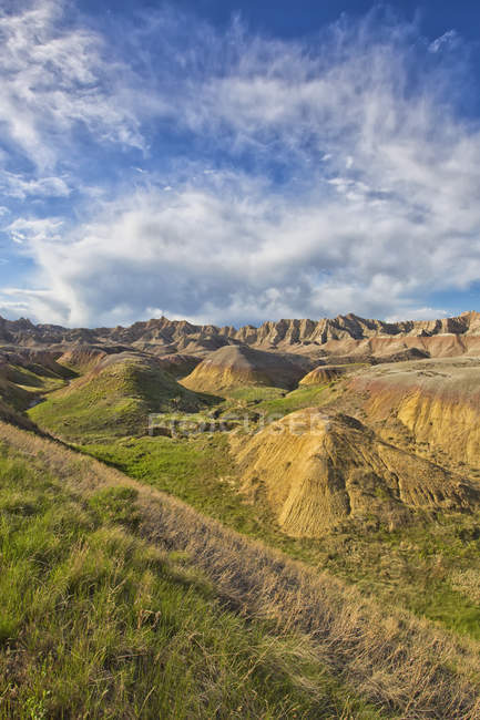 Yellow mounds region in Badlands — Stock Photo