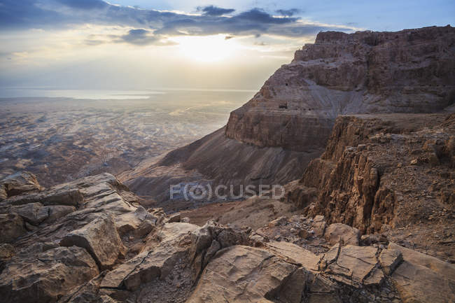 Lever de soleil sur masada, Israël — Photo de stock
