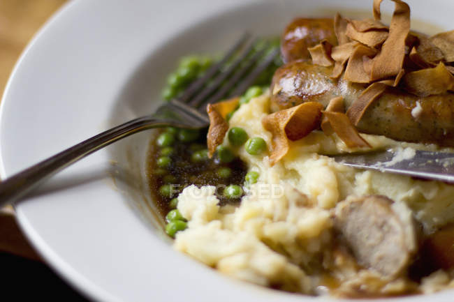 Bangers And Mash on plate — Stock Photo
