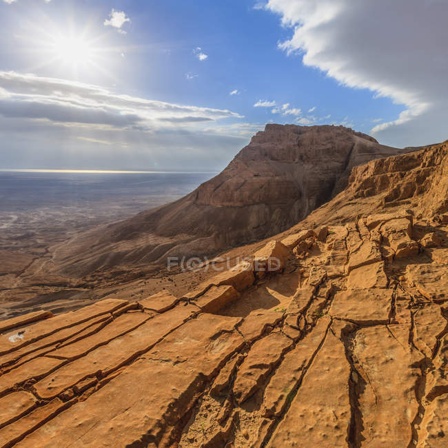Lever de soleil sur masad en Israël — Photo de stock