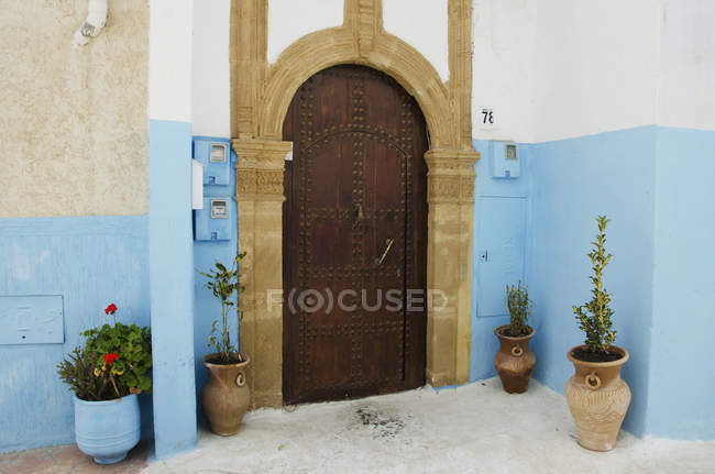 Дуговая деревянная дверь — стоковое фото