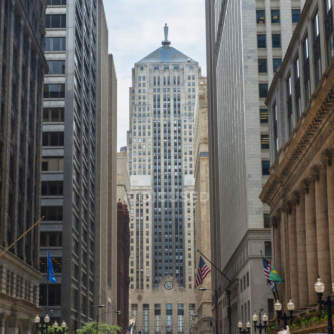 Tablero de Chicago del edificio del comercio - foto de stock