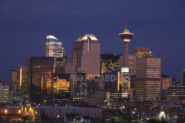 Calgary Skyline ao amanhecer — Fotografia de Stock