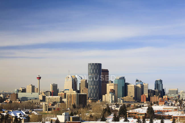 A paisagem urbana de inverno de Calgary — Fotografia de Stock