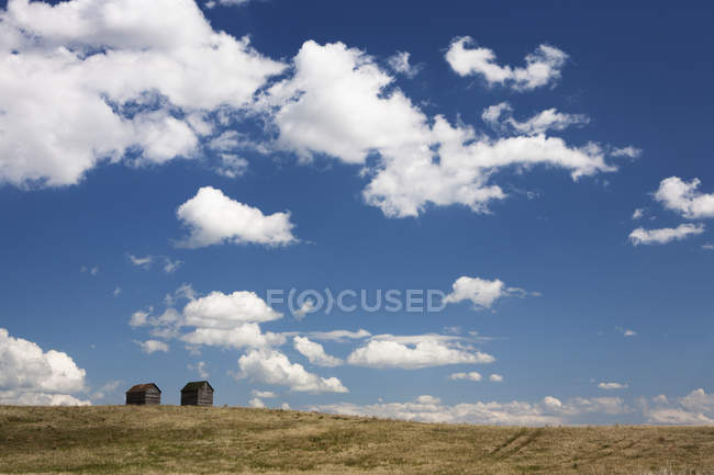 Two Old Sheds In Field — Stock Photo