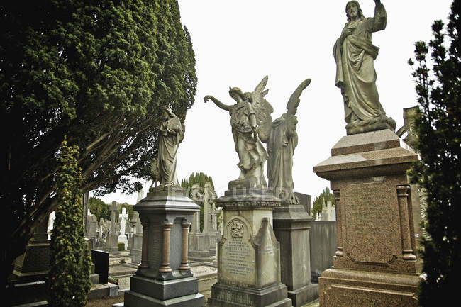 Estatuas en tumbas en el cementerio de Glasnevin - foto de stock
