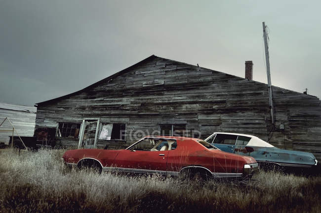 Vecchie auto in Saskatchewan — Foto stock