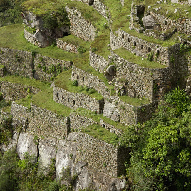 Steinstrukturen am Machu Picchu — Stockfoto