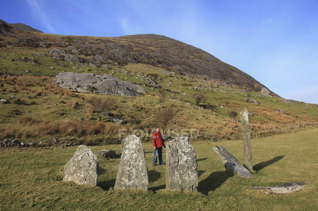 Man Stands In Stone Circle — Stock Photo