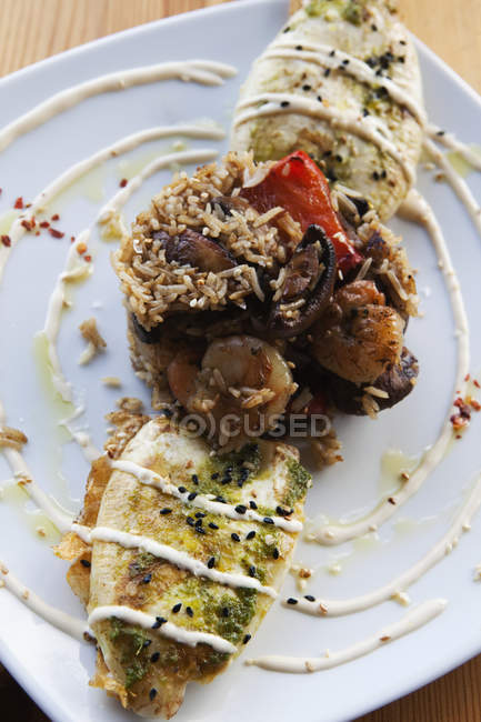 Squid Meal On A White Plate — Stock Photo