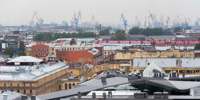Cityscape With Cranes — Stock Photo