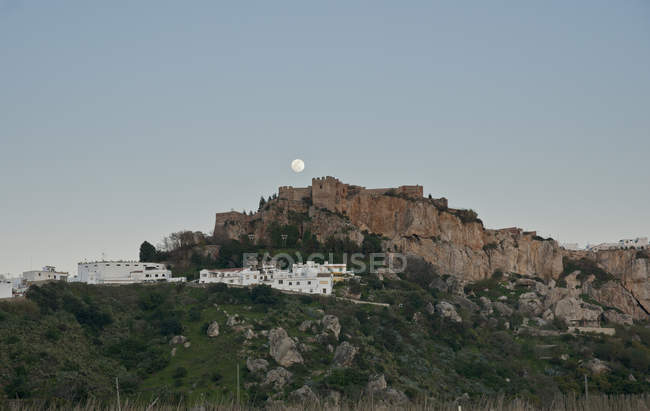 Moonrise Sopra Castillo Salobrena — Foto stock