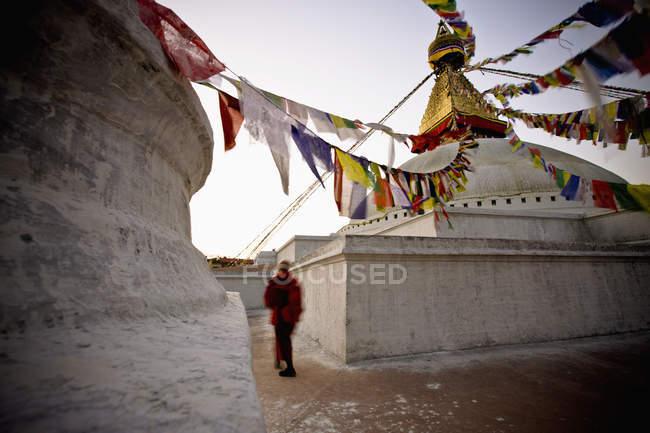 Buildings With Prayer Flags — Stock Photo