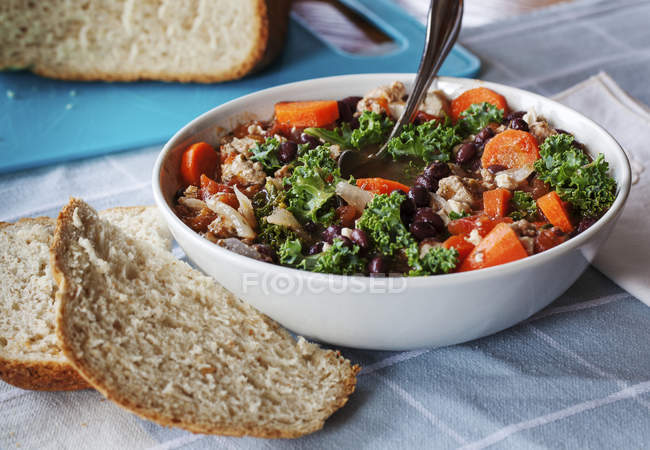 Kale and black bean soup — Stock Photo