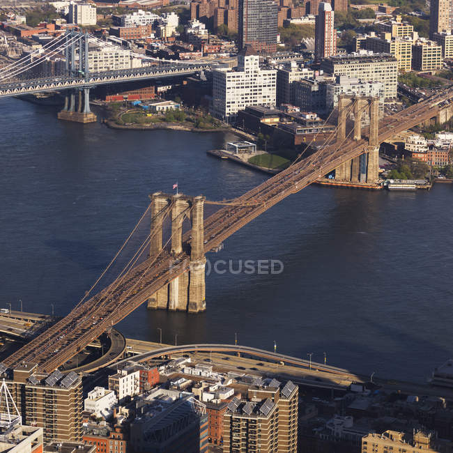 Ponte Manhattan e Ponte Brooklyn — Fotografia de Stock