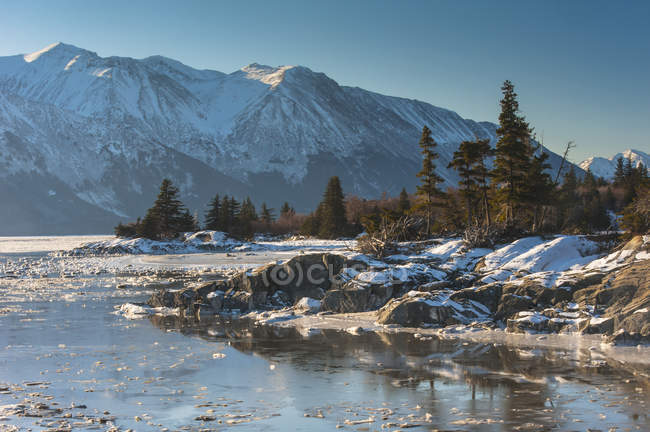 Взимку затока Кука вздовж Turnagain Arm — стокове фото