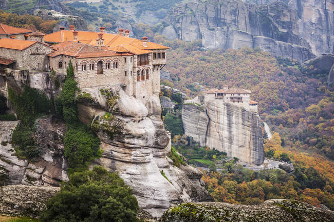 Monasteries perched on cliffs — Stock Photo