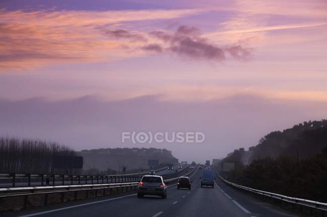 Sunrise Over Highway em Espanha — Fotografia de Stock