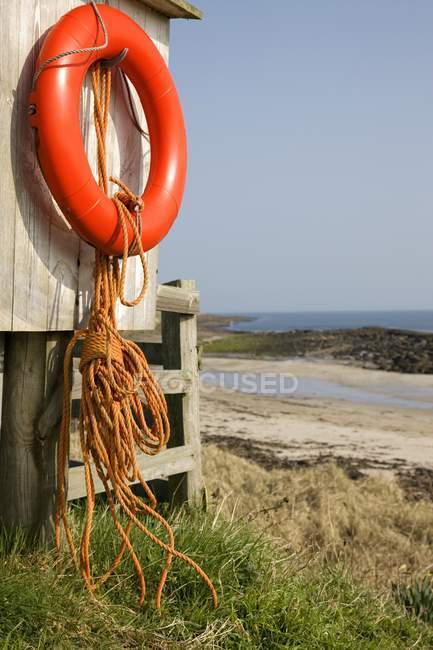 Рятувальний пояс на пляжі — стокове фото
