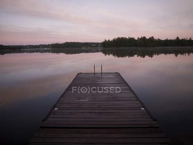 Cais no lago da floresta — Fotografia de Stock