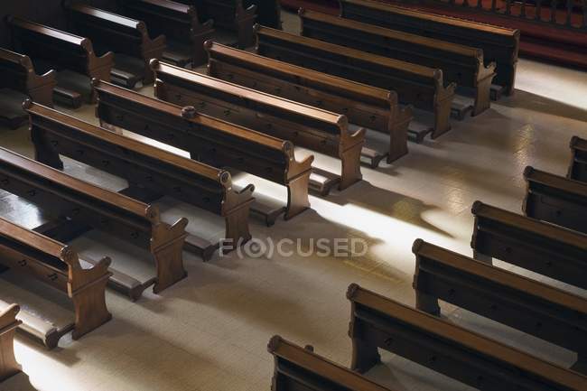 Rows Of Pews In Church — Stock Photo