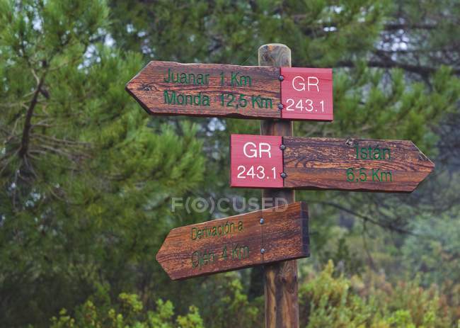 Sign Post Showing Walking Trails — Stock Photo