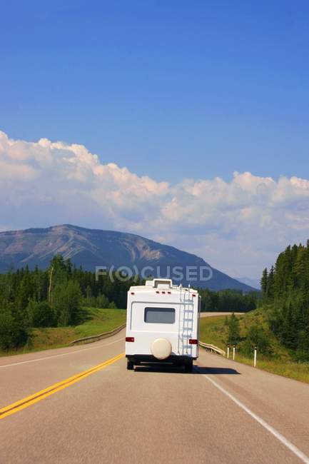 Recreational Vehicle Driving Down A Highway — Stock Photo
