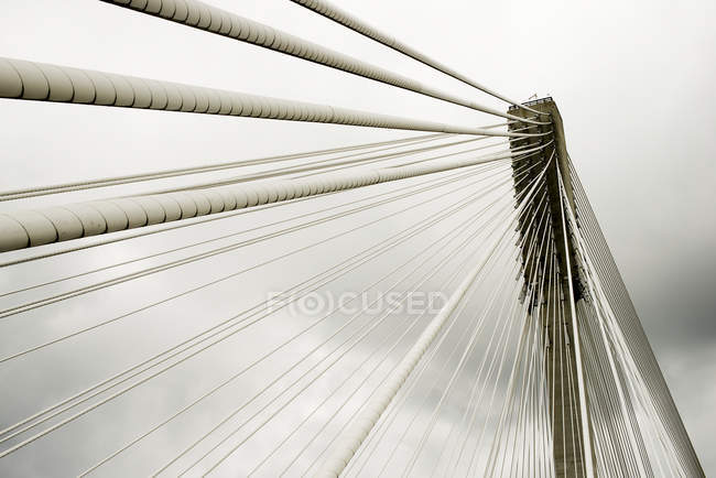 Low Angle View Of The Port Liberty Bridge; Surrey, Британская Колумбия, Канада, Канада — стоковое фото