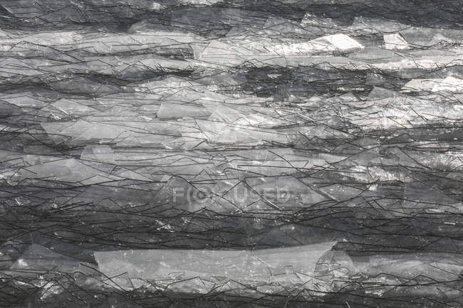 Ghiaccio rotto che sembra vetro rotto nel lago Erie; Ontario, Canada — Foto stock