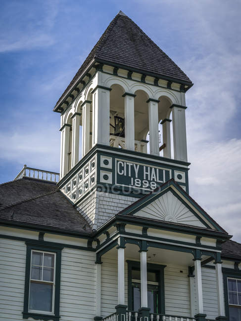 City Hall with a bell tower above the entrance; Nelson, British Columbia, Canada — Stock Photo
