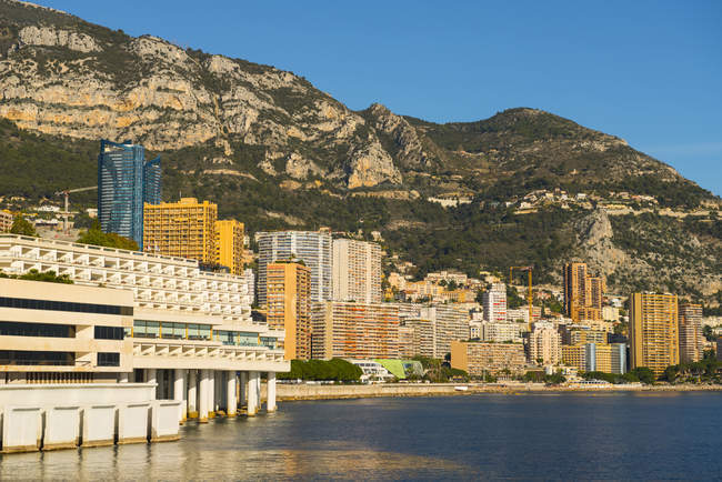 Buildings In A Cityscape Along The Mediterranean; Monte Carlo, Monaco — Stock Photo