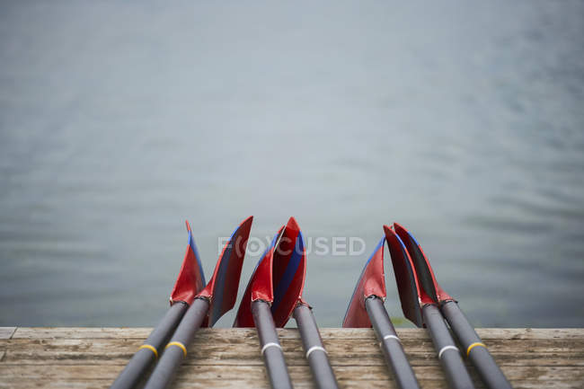 Rowing blades on the dock, Old Welland Canal; Toronto, Ontario, Canada — Stock Photo