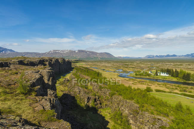 Blick über die kontinentale Kluft auf thingvellir; Island — Stockfoto