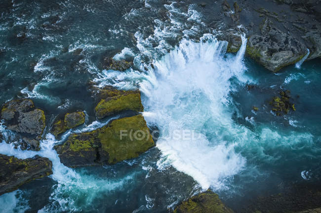 Veduta aerea di Godafoss, noto anche come 'Cascate degli dei'; Islanda — Foto stock