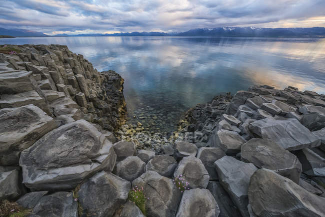 Columnar basalt near the town of Hofsos; Iceland — Stock Photo