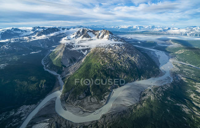 Vista aérea das geleiras e montanhas do Parque Nacional e Reserva Kluane, perto de Haines Junction, Yukon, Canadá — Fotografia de Stock