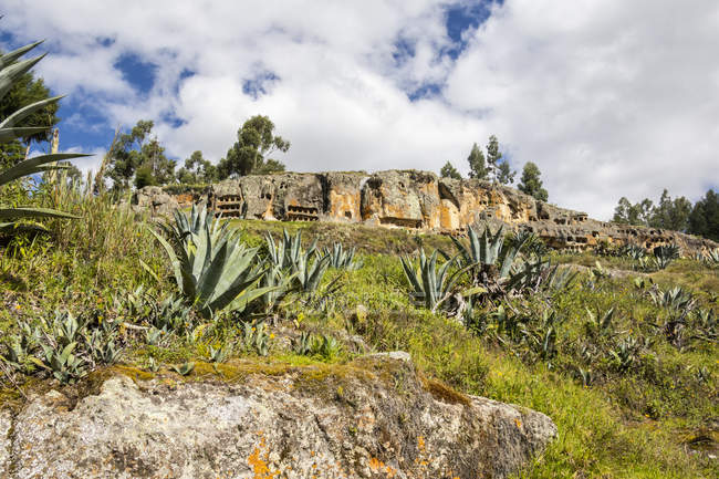 Vista panorâmica do complexo funerário Ventanillas de Otuzco, sítio arqueológico, Cajamarca, Peru — Fotografia de Stock