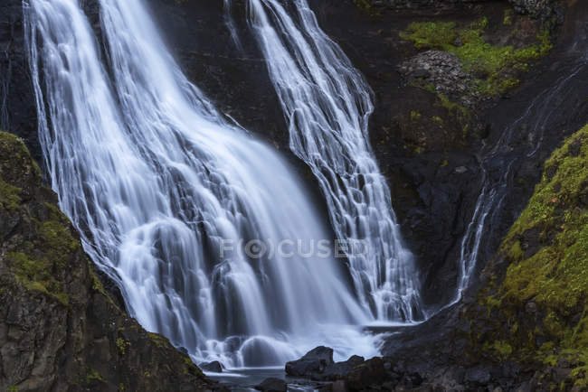 Bottom of an unnamed waterfall located in the East of Iceland; Iceland — Stock Photo